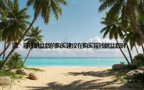 四、摇钱树盆栽的购买建议在购买摇钱树盆栽时, 以下建议供您参考选择正规渠道购买摇钱树盆栽时, 请选择正规渠道, 确保产品质量