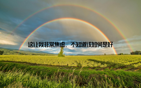 这让我非常焦虑, 不知道该如何是好